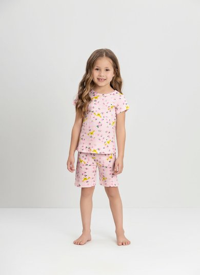 Pijama para Menina com Blusa e Ciclista em Suedine Premium Branco