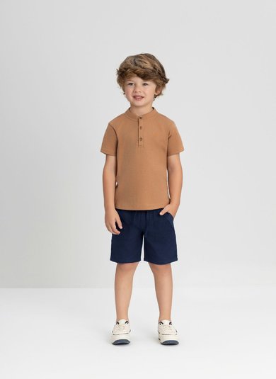 Camiseta Infantil Masculina em Algodão e Elastano Marrom