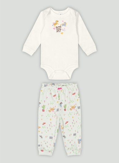 Conjunto Essentials Body e Calça para Bebê Menina (Off White) Up Baby