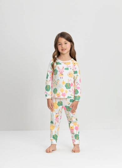 Conjunto de Pijama Unissex com Camiseta e Calça em Suedine Premium (Branco) Up Baby