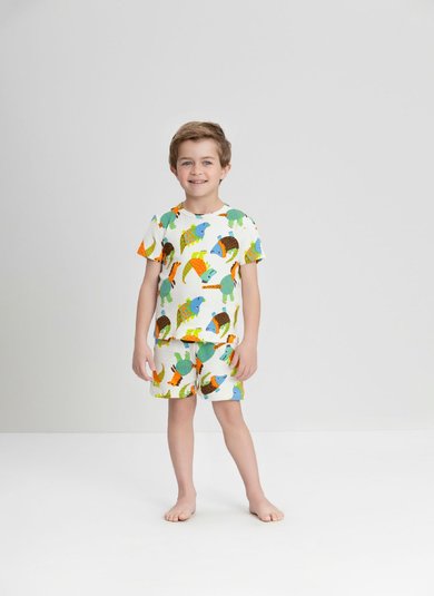 Conjunto de Pijama Infantil para Menina com Camiseta e Bermuda (Off White) Up Baby