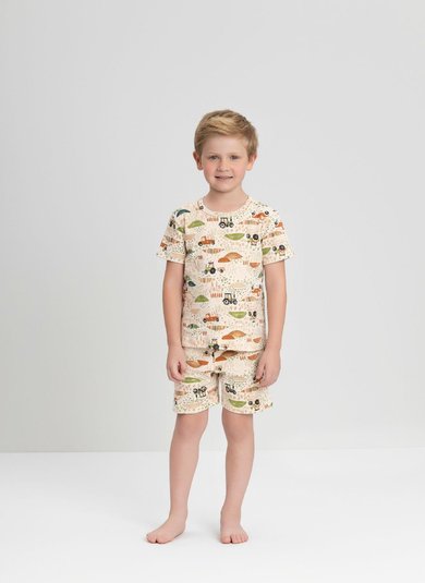 Conjunto de Pijama Infantil para Menina com Camiseta e Bermuda (Bege) Up Baby
