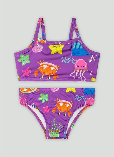 Conjunto de Biquíni com Top e Calcinha com Malha Sublimada com FPS+50 (Roxo) Up Baby