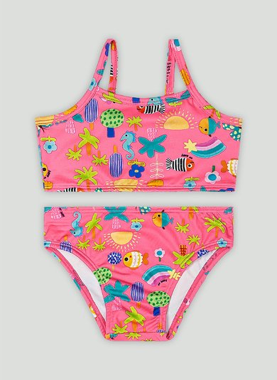 Conjunto de Biquíni com Top e Calcinha com Malha Sublimada com FPS+50 (Rosa) Up Baby