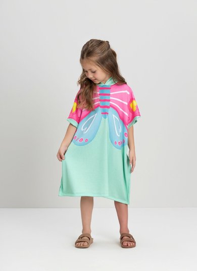 Toalha Infantil para Menina de Borboleta com Capuz (Verde) Up Baby