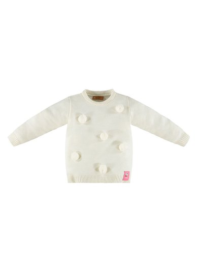 Blusão Feminino Infantil em Tricot Off White