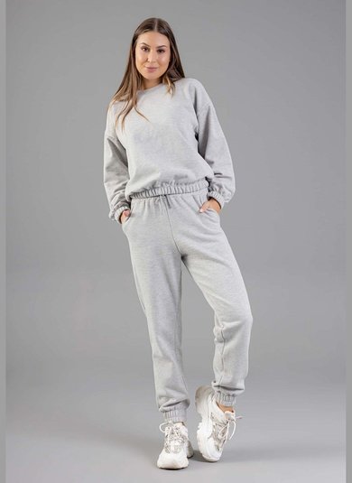 Calça Básica em Moletom Feminino Adulto (Cinza) Just Basic