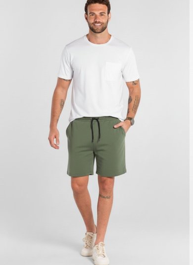 Bermuda Masculina em Moletom Gorgurão (Verde) Just Basic