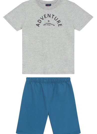 Conjunto Infantil Masculino Camiseta e Bermuda (Cinza) Guloseima