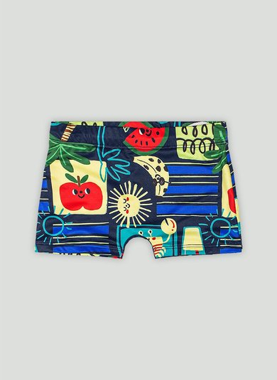 Sunga Boxer Infantil em Malha Sublimada com FPS+50 (Azul Marinho) Up Baby