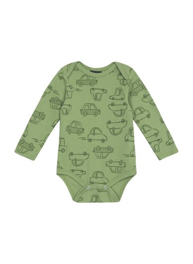 Body Bebê Manga Longa Estampado em Suedine (Verde) Guloseima
