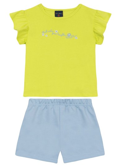 Conjunto para Menina Blusa com Babados e Short (Verde Claro) Guloseima