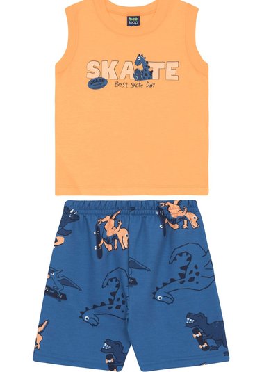Conjunto Regata e Bermuda para Menino Laranja