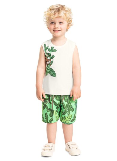 Conjunto Regata e Bermuda Menino Off White