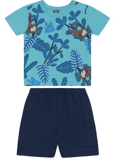 Conjunto Camiseta e Bermuda para Menino Azul