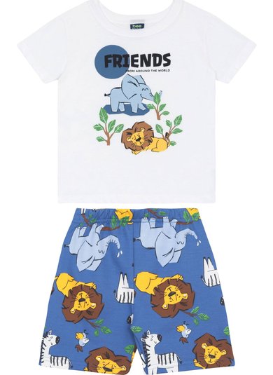 Conjunto Camiseta e Bermuda para Menino Branco