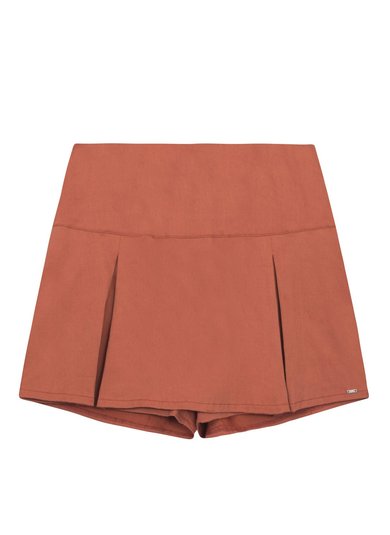 Short-Saia em Tecido Bengaline para Menina Marrom