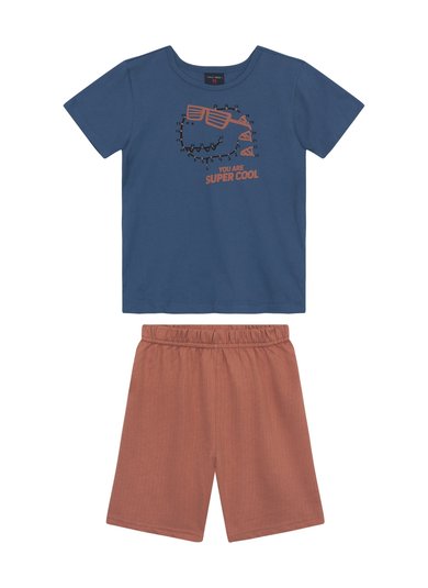 Conjunto Camiseta e Bermuda para Menino (Azul) Guloseima
