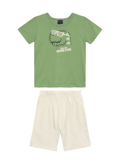 Conjunto Camiseta e Bermuda para Menino (Verde) Guloseima