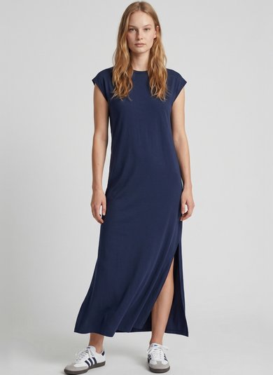Vestido Longo Básico em Meia Malha (Azul Marinho) Just Basic