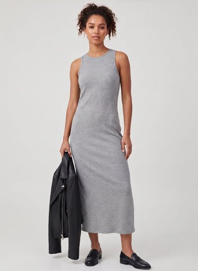 Vestido Regata Adulto em Ribana Canelada (Cinza) Just Basic