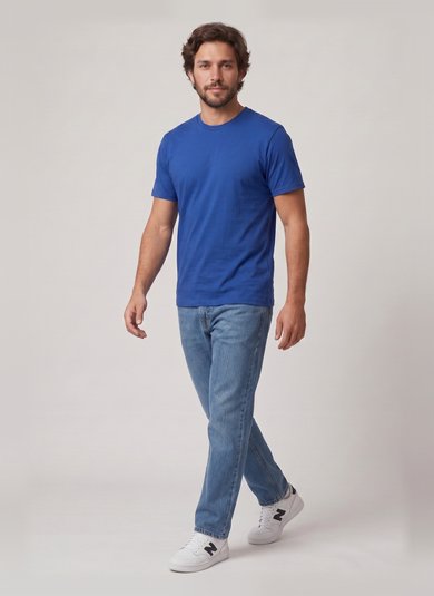 Camiseta Masculina em Piquet com Elastano (Azul) Just Basic