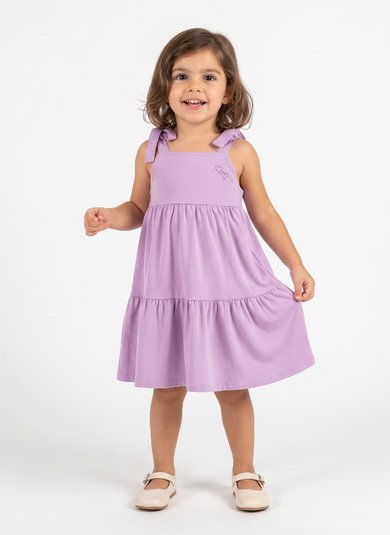 Vestido Infantil de Alças em Cotton (Roxo) Guloseima