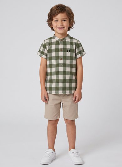 Bata Infantil Masculina em Algodão Xadrez (Verde) Guloseima